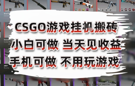 CSGO游戏挂G搬砖，小白纯手机即可操作，不用电脑打游戏，日入3张+，副业网创项目【揭秘】-爱我搜(25so)资源网