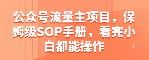 公众号流量主项目，保姆级SOP手册，看完小白都能操作-爱我搜(25so)资源网