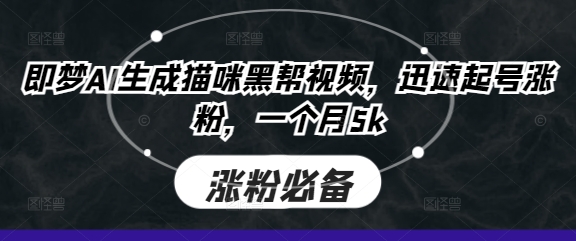 即梦AI生成猫咪黑帮视频，迅速起号涨粉，一个月5k-爱我搜(25so)资源网