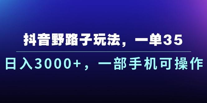 抖音野路子玩法，一单35.日入3000+，一部手机可操作-爱我搜(25so)资源网