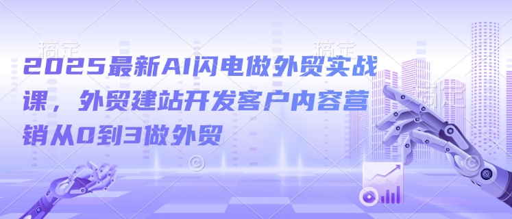 2025最新AI闪电做外贸实战课，外贸建站开发客户内容营销从0到3做外贸-爱我搜(25so)资源网