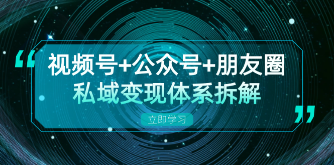 视频号+公众号+朋友圈私域变现体系拆解，全体平台流量枯竭下的应对策略-爱我搜(25so)资源网