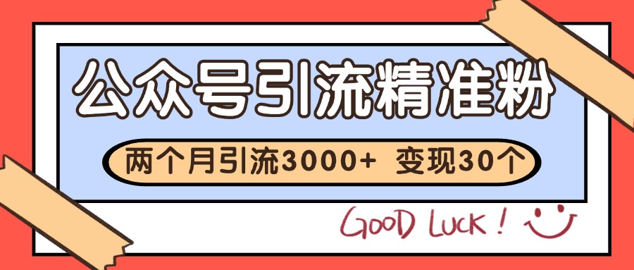 公众号精准粉引流玩法 2个月3000+精准粉 变现30万+-爱我搜(25so)资源网