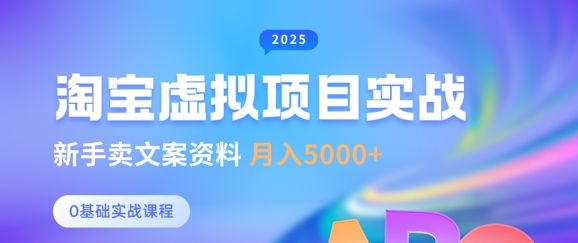 淘宝虚拟项目垂直玩法，新手卖文案资料，月入5k+-爱我搜(25so)资源网