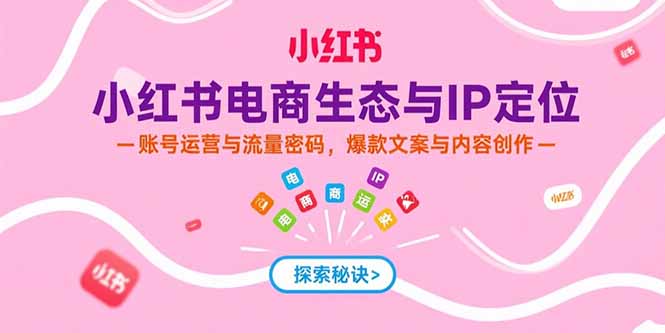 小红书电商生态与IP定位，账号运营与流量密码，爆款文案与内容创作-爱我搜(25so)资源网