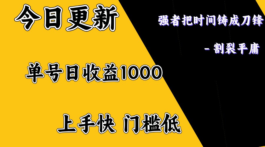 上手一天1000打底，正规项目，懒人勿扰-爱我搜(25so)资源网