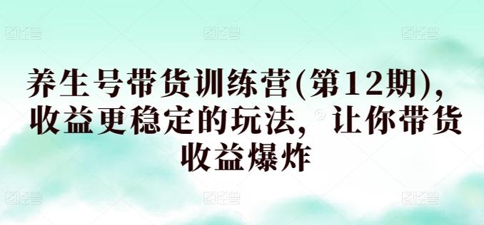 养生号带货训练营(第12期)，收益更稳定的玩法，让你带货收益爆炸-爱我搜(25so)资源网