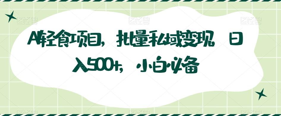 AI轻食项目，批量私域变现，日入500+，小白必备-爱我搜(25so)资源网