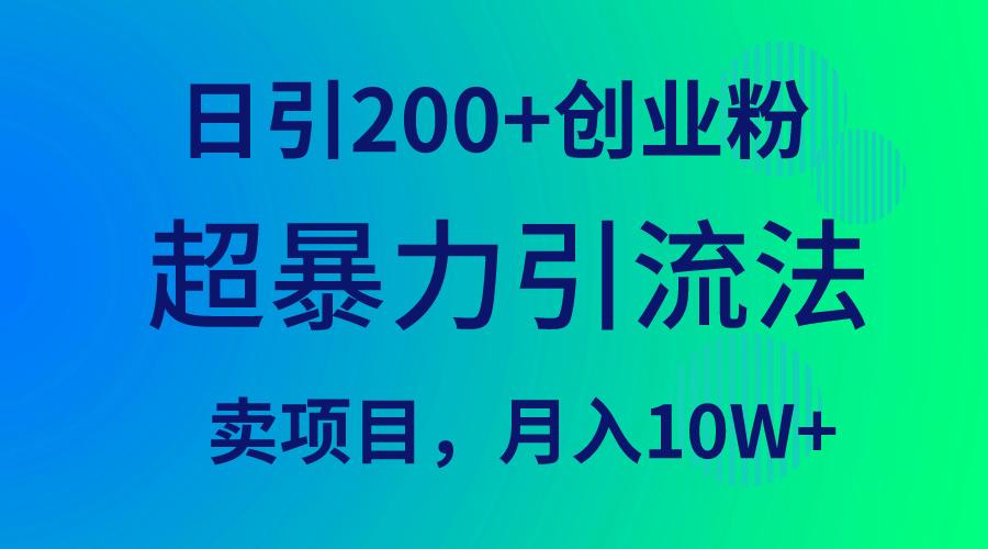 (9654期)超暴力引流法，日引200+创业粉，卖项目月入10W+-爱我搜(25so)资源网