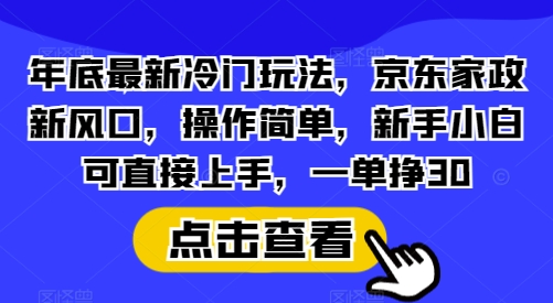 年底最新冷门玩法，京东家政新风口，操作简单，新手小白可直接上手，一单挣30【揭秘】-爱我搜(25so)资源网