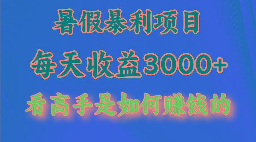 暑假暴利项目，每天收益3000+ 努努力能达到5000+，暑假大流量来了-爱我搜(25so)资源网
