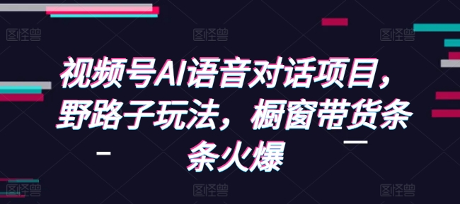 视频号AI语音对话项目，野路子玩法，橱窗带货条条火爆-爱我搜(25so)资源网