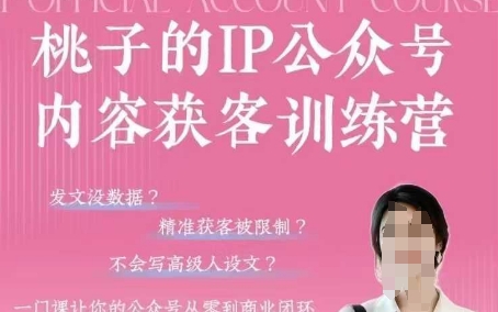 桃子IP公众号内容获客训练营(第3期)，一门让你公众号从0到商业闭环的课程-爱我搜(25so)资源网
