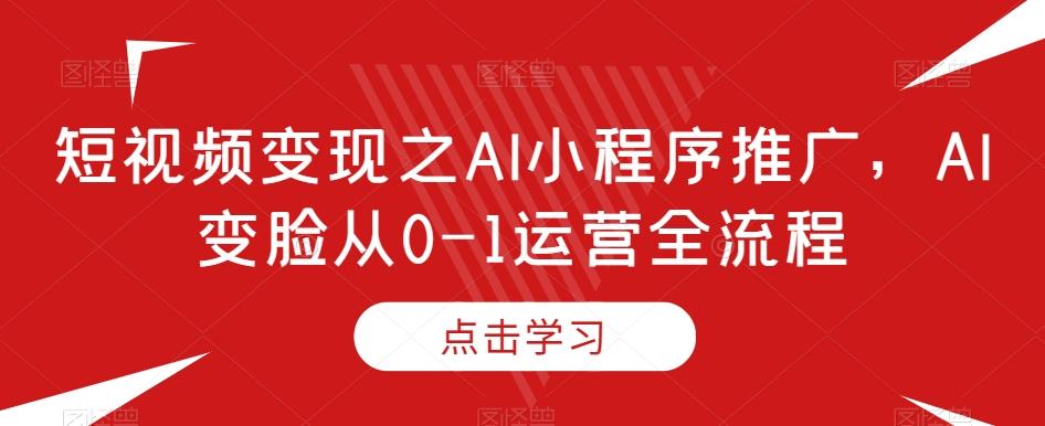 短视频变现之AI小程序推广，AI变脸从0-1运营全流程-爱我搜(25so)资源网