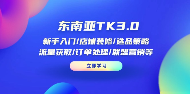 东南亚TK3.0：新手入门/店铺装修/选品策略/流量获取/订单处理/联盟营销等-爱我搜(25so)资源网