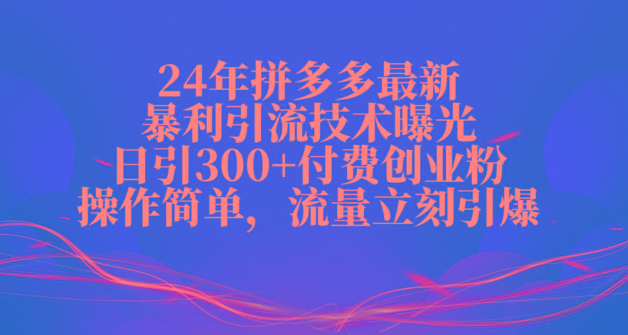 24年拼多多最新暴利引流技术曝光，日引300+付费创业粉，操作简单，流量…-爱我搜(25so)资源网