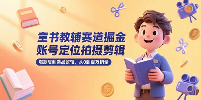 童书教辅赛道掘金，账号定位拍摄剪辑，爆款复制选品逻辑，从0到百万销量-爱我搜(25so)资源网
