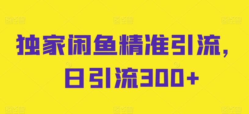 独家闲鱼精准引流，日引流300+【揭秘】-爱我搜(25so)资源网