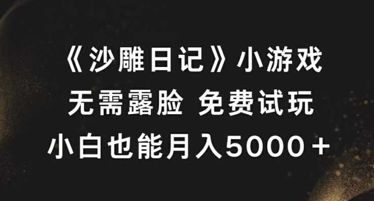 《沙雕日记》小游戏，无需露脸免费试玩，小白也能月入5000+【揭秘】-爱我搜(25so)资源网
