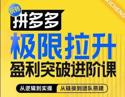 拼多多极限拉升盈利突破进阶课，​从算法到玩法，从玩法到团队搭建，体系化系统性帮助商家实现利润提升-爱我搜(25so)资源网