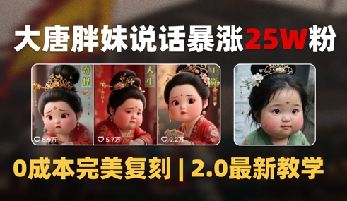 AI大唐胖贵妃说话2.0，40条视频暴涨40w粉，附独家变现攻略-爱我搜(25so)资源网