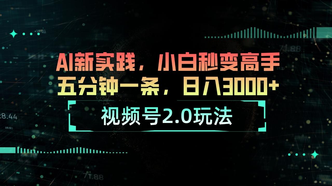 视频号2.0玩法 AI新实践，小白秒变高手五分钟一条，日入3000+-爱我搜(25so)资源网