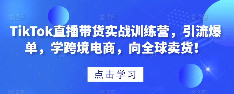 TikTok直播带货实战训练营，引流爆单，学跨境电商，向全球卖货！-爱我搜(25so)资源网
