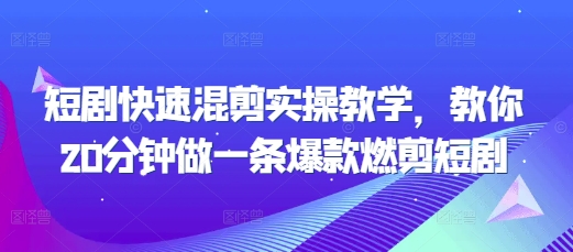 短剧快速混剪实操教学，教你20分钟做一条爆款燃剪短剧-爱我搜(25so)资源网