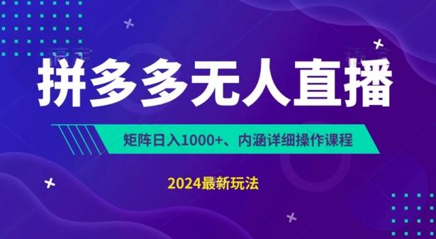 拼多多无人直播不封号，0投入，3天必起，无脑挂机，日入1k+【揭秘】-爱我搜(25so)资源网