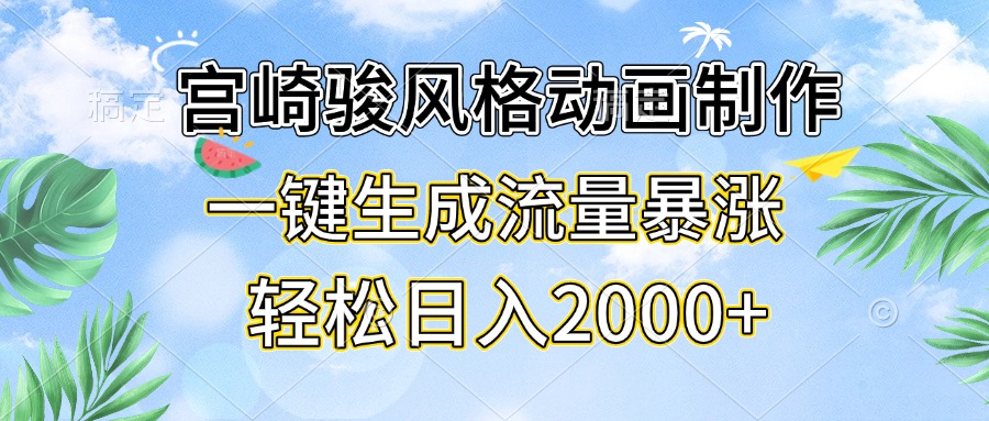 宫崎骏风格动画制作，一键生成流量暴涨，轻松日入2000+-爱我搜(25so)资源网
