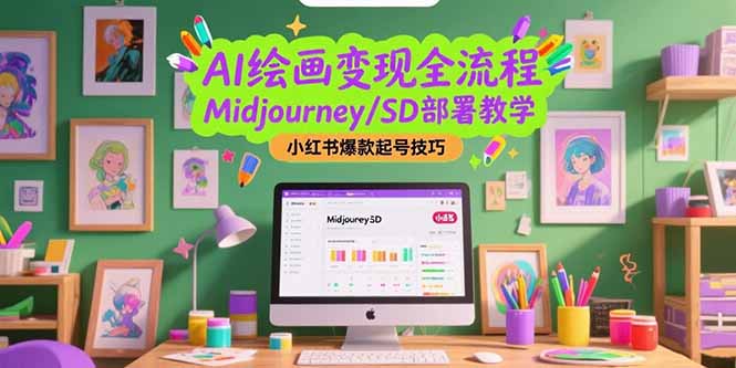 AI绘画变现全流程，Midjourney/SD部署教学，小红书爆款起号技巧-爱我搜(25so)资源网