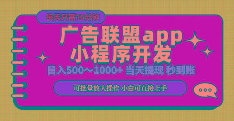小程序开发 广告赚钱 日入500~1000+ 小白轻松上手！-爱我搜(25so)资源网