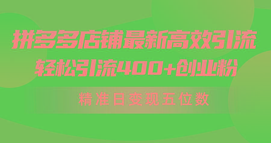 (10041期)拼多多店铺最新高效引流术，轻松引流400+创业粉，精准日变现五位数！-爱我搜(25so)资源网
