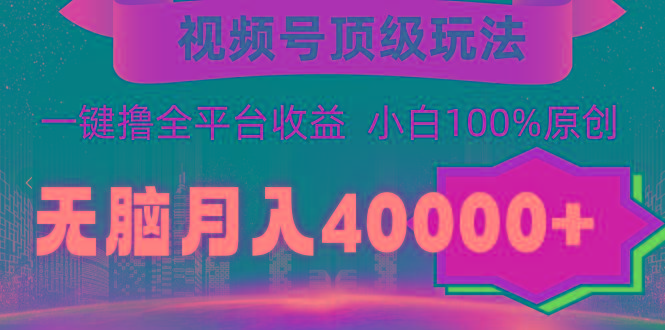(9281期)视频号顶级玩法，无脑月入40000+，一键撸全平台收益，纯小白也能100%原创-爱我搜(25so)资源网