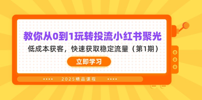 教你从0到1玩转投流小红书聚光，低成本获客，快速获取稳定流量(第1期-爱我搜(25so)资源网