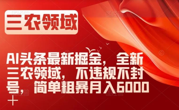 AI头条最新掘金，全新三农领域，不违规不封号，简单粗暴月入6000＋【揭秘】-爱我搜(25so)资源网
