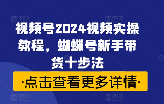 视频号2024视频实操教程，蝴蝶号新手带货十步法-爱我搜(25so)资源网
