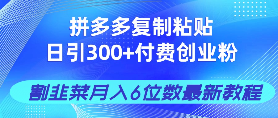 拼多多复制粘贴日引300+付费创业粉，割韭菜月入6位数最新教程！-爱我搜(25so)资源网