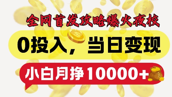 全网首发爆火夜校，0投入，当日变现，小白轻松月入1w+【揭秘】-爱我搜(25so)资源网