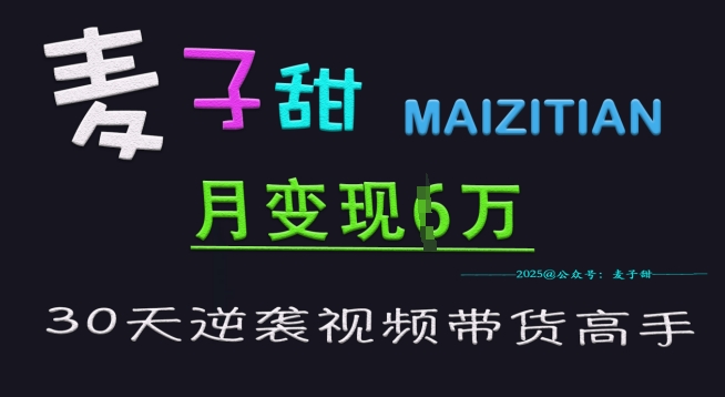 麦子甜30天逆袭视频带货高手，单月变现6W加特训营-爱我搜(25so)资源网