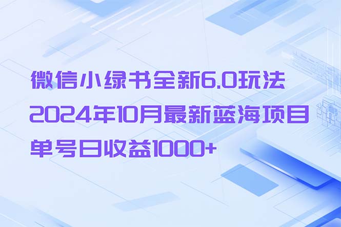微信小绿书全新6.0玩法，2024年10月最新蓝海项目，单号日收益1000+-爱我搜(25so)资源网