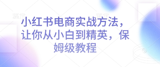 小红书电商实战方法，让你从小白到精英，保姆级教程-爱我搜(25so)资源网