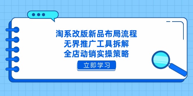 淘系改版新品布局流程，无界推广工具拆解，全店动销实操策略-爱我搜(25so)资源网