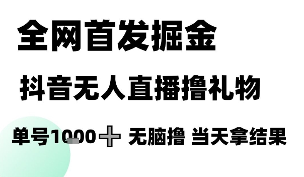 全网首发掘金抖音无人直播撸礼物，单号1k +无脑撸，当天拿结果【揭秘】-爱我搜(25so)资源网