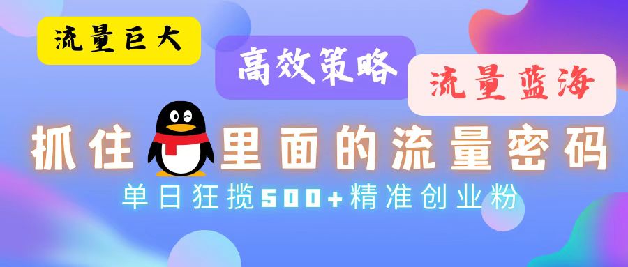 流量蓝海，抓住QQ里面的流量密码！高效策略，单日狂揽500+精准创业粉-爱我搜(25so)资源网