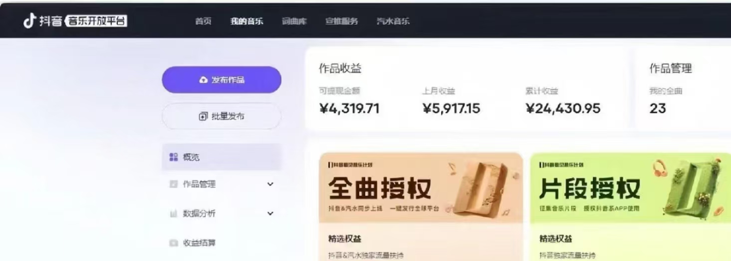 抖音汽水音乐人计划无脑月入5000+操作简单实操已落地-爱我搜(25so)资源网
