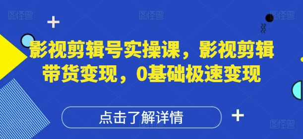 影视剪辑号实操课，影视剪辑带货变现，0基础极速变现-爱我搜(25so)资源网