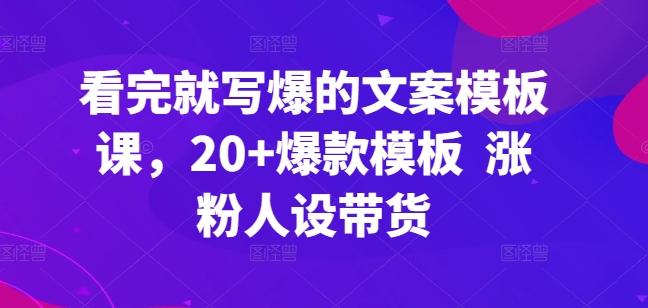 看完就写爆的文案模板课，20+爆款模板  涨粉人设带货-爱我搜(25so)资源网