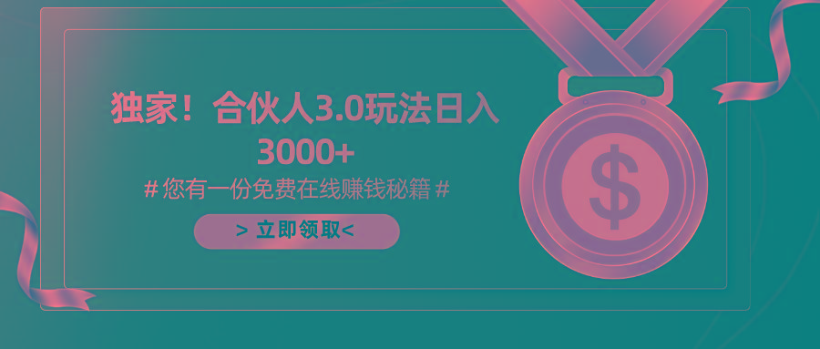 游戏合伙人3.0，日入3000+，无限扩大的蓝海项目-爱我搜(25so)资源网