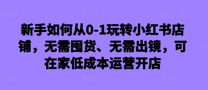 新手如何从0-1玩转小红书店铺，无需囤货、无需出镜，可在家低成本运营开店-爱我搜(25so)资源网
